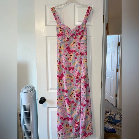 knee length dresses for ladies Pink Floral Smocked Midi Dress - All Dresses